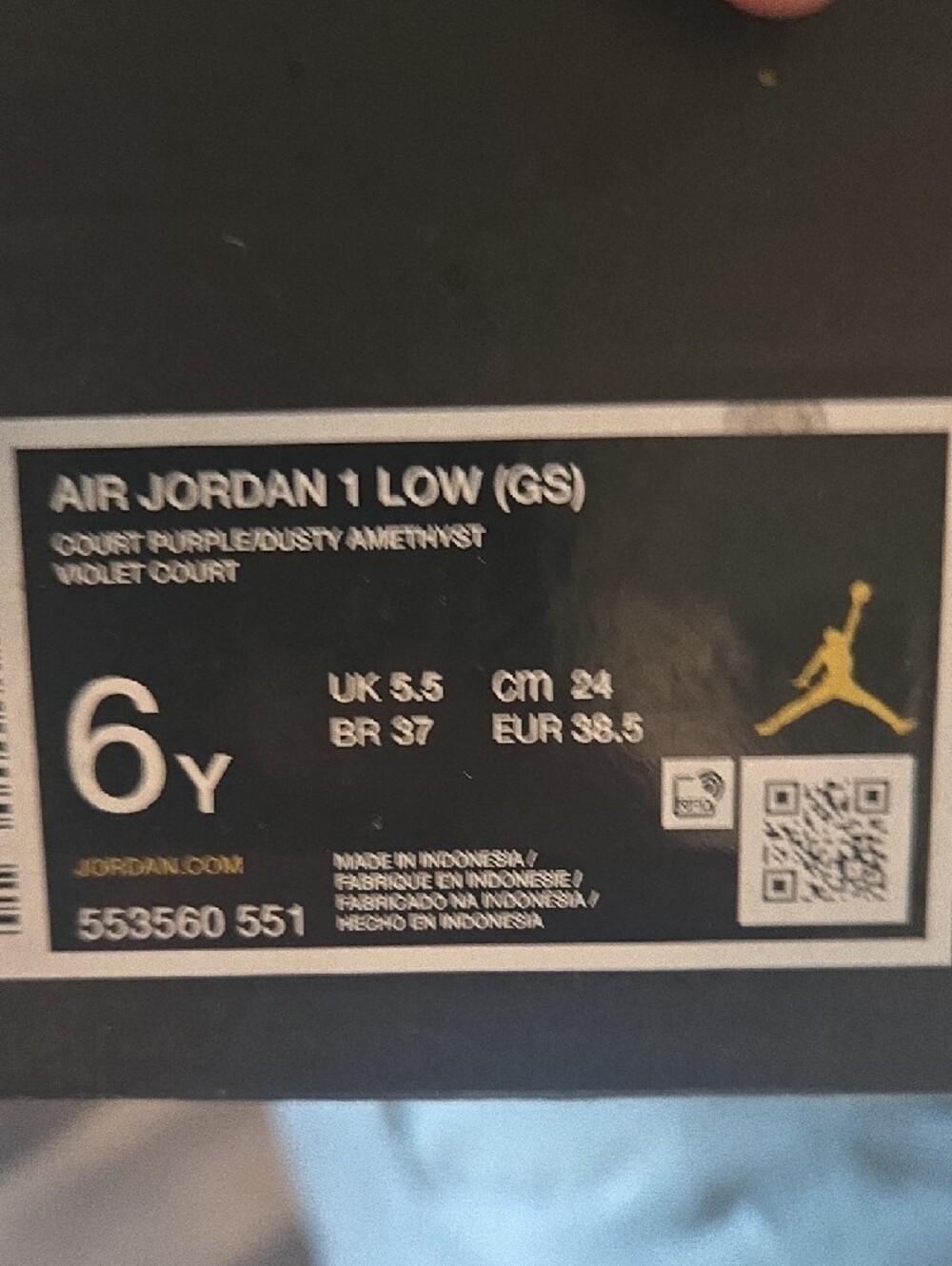 Air Jordan 1 Low GS Court Purple / Amethyst 6 Youth/womens 7.5 NeW - Picture 8 of 8